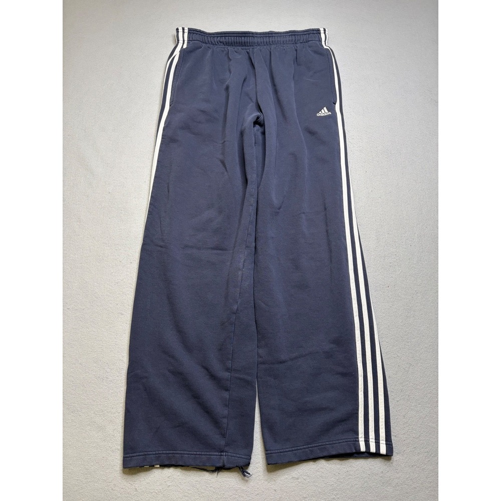 Adidas Sweatpants Mens L Navy Blue 3-Stripe Fleece Relaxed Fit Track Pants